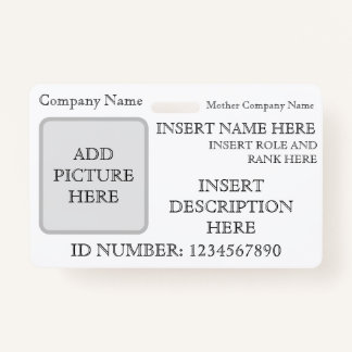 Badge d'ID personnalisé horizontal