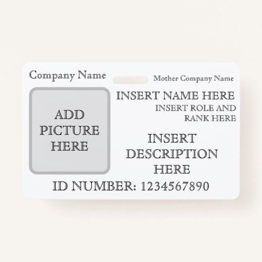 Badge d'ID personnalisé horizontal (Devant)