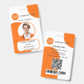 Badge d'ID photo Bold Orange White Retro (Front & Back)