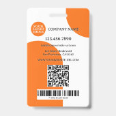 Badge d'ID photo Bold Orange White Retro (Back)