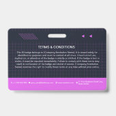 Badge d'ID photo de code QR violet | Employé (Arrière)