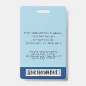 Badge d'ID photo de dégradé bleu vertical (Arrière)