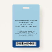 Badge d'ID photo de dégradé bleu vertical (Dos)