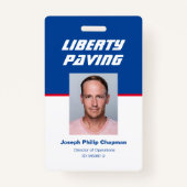 Badge d'ID photo de l'employé (Devant)