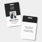 Badge d'ID photo de l'employé de la société noire (Recto et verso)