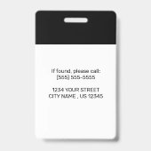 Badge d'ID photo de l'employé de la société noire (Dos)