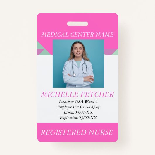 Badge d'ID photo de l'employé de l'hôpital personn (Devant)