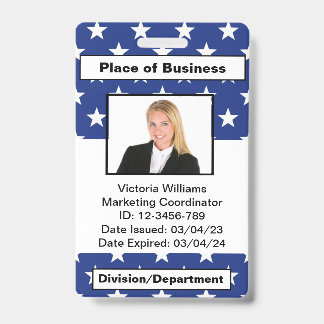 Badge d'ID photo de l'employé personnalisé