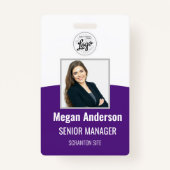 Badge d'ID photo de l'employé personnalisé pourpre (Devant)