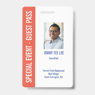 Badge d'ID photo de l'événement spécial