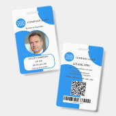 Badge d'ID photo Gras Bleu Blanc Rétro (Front & Back)