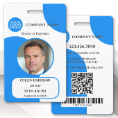 Badge d'ID photo Gras Bleu Blanc Rétro