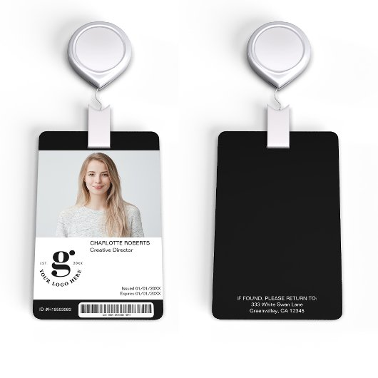 Badge d'ID photo noir et blanc