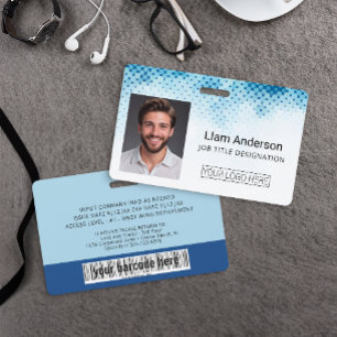 Badge d'ID photo personnalisé bleu employé