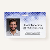 Badge d'ID photo personnalisé bleu employé (Devant)