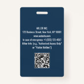 Badge d'ID photo personnalisé de l'employé de l'en (Dos)