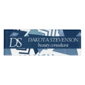 Badge D'identification 80s Luxe Abstrait | Monogramme Turquoise et Navy (Devant)