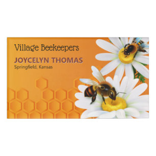 Badge D'identification Abeilles de miel et Fleurs de marguerite