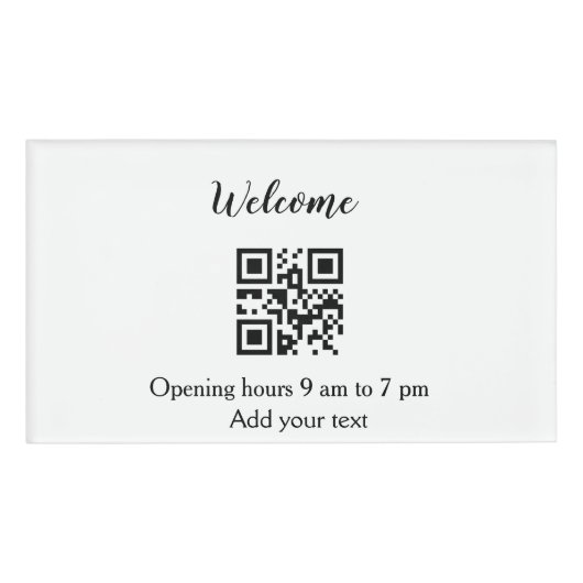 Badge D'identification Accueil simple ouverture bienvenue code barre QR a (Devant)
