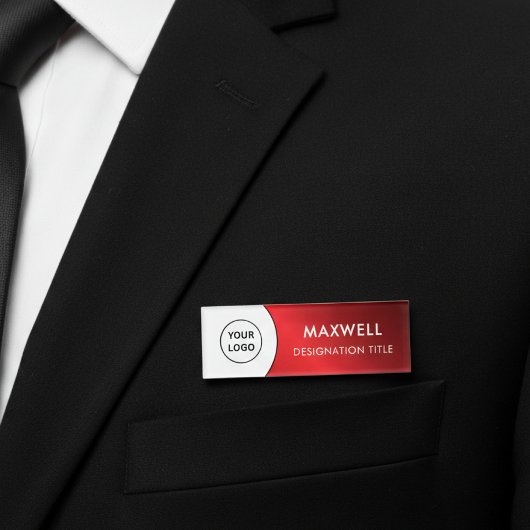 Badge D'identification Add Logo | Modern Simple Elegant Magnet Title
