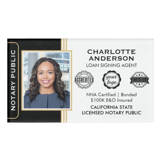Badge D'identification Agent de signature de prêt public notaire classiqu (Devant)