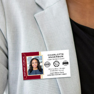 Badge D'identification Agent de signature de prêt public notaire classiqu