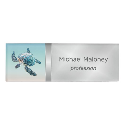 Badge D'identification Agent immobilier moderne tortue de mer 3D (Devant)