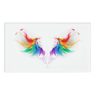 Badge D'identification Ailes fluffy arc-en-ciel