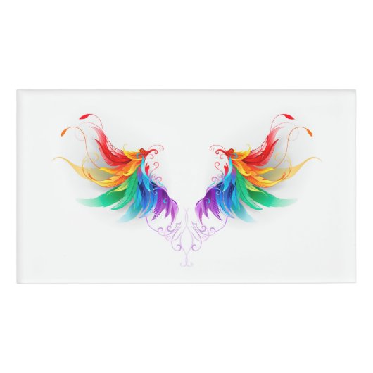 Badge D'identification Ailes fluffy arc-en-ciel (Devant)