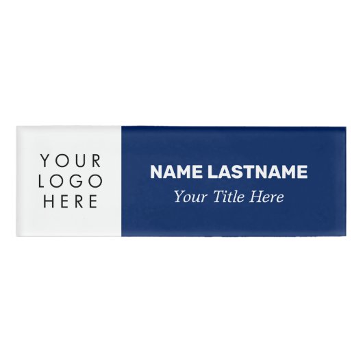 Badge D'identification Ajouter le logo Modern Bold Navy Blue Titre simple (Devant)