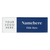 Badge D'identification Ajouter le logo Moderne Simple Marine Blue Magnet (Devant)
