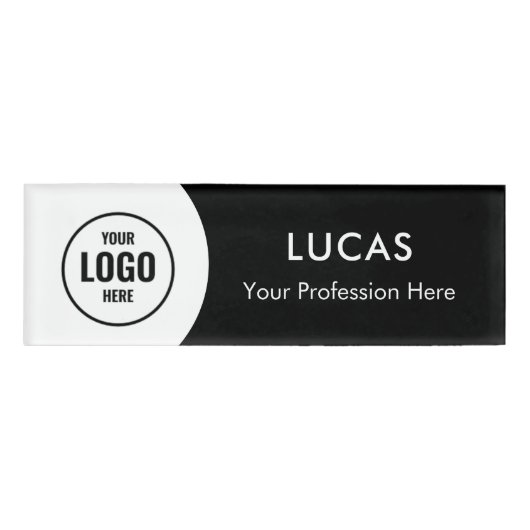 Badge D'identification Ajouter Logo Moderne Simple Élégant Magnet noir Ti (Devant)