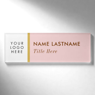 Badge D'identification Ajouter un logo simple titre de nom rose blush jau