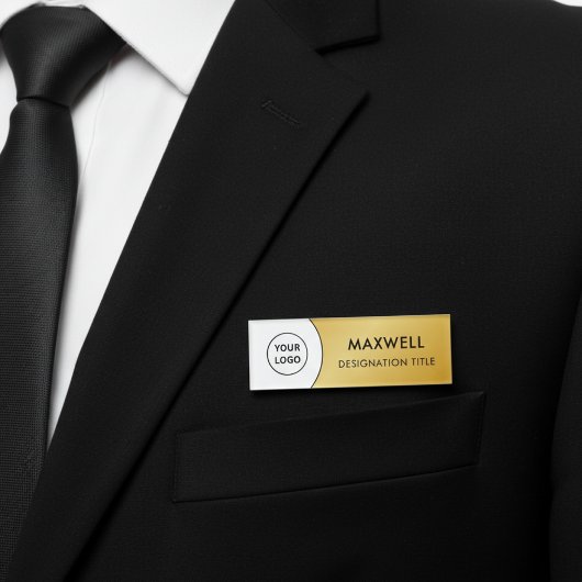 Badge D'identification Ajouter un logo | Titre d'aimant élégant simple mo