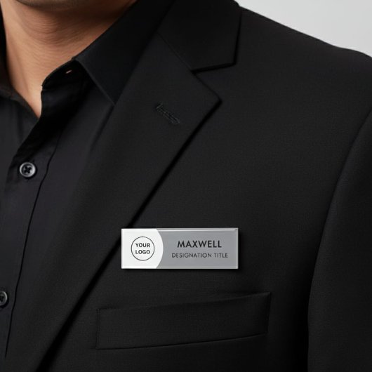 Badge D'identification Ajouter un logo | Titre d'aimant moderne simple él