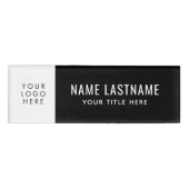 Badge D'identification Ajouter Votre Logo Black White Basic Titre Simple (Devant)