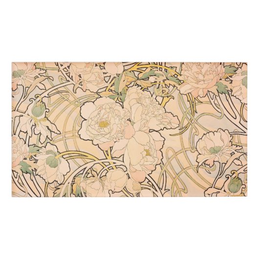 Badge D'identification Alfonse Mucha Art Nouveau Peonies (Devant)