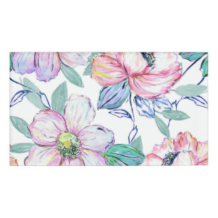 Badge D'identification Ambiance romantique aquarelle fleurs peintures à