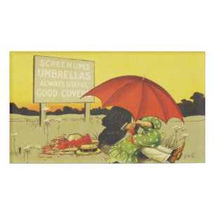 Badge D'identification Amoureux parasol vintage plage 