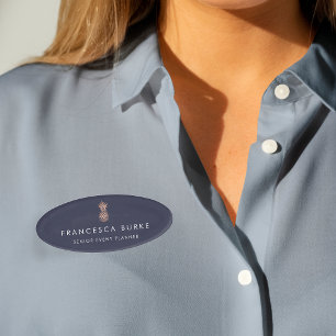 Badge D'identification Ananas Rose en or Faux