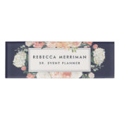 Badge D'identification Antique Floral Blush & Navy (Devant)