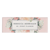 Badge D'identification Antique Floral rose pâle (Devant)