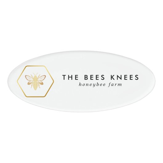 Badge D'identification Apiculteur de miel doré moderne et élégant (Devant)