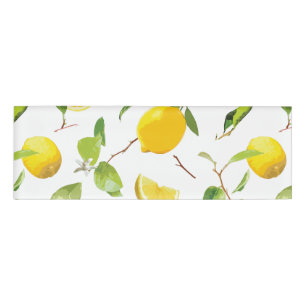 Badge D'identification Aquarelle Citron & Feuilles 2