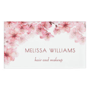 Badge D'identification Aquarelle Fleurs de Cerisier Rose Floral