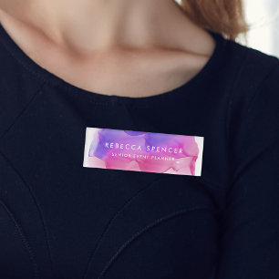 Badge D'identification Aquarelle Magenta moderne