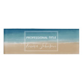 Badge D'identification Aquarelle moderne Gold Blue Beach (Devant)