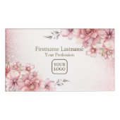 Badge D'identification Aquarelle rose Fleurs Parties scintillant brillant (Devant)