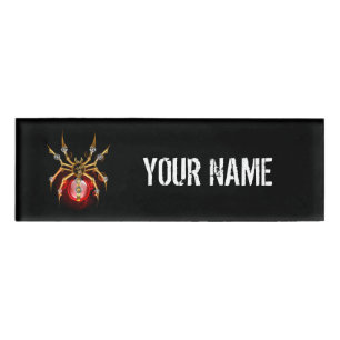 Badge D'identification Araignée en vapeur noire
