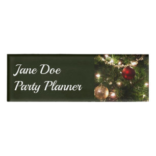 Badge D'identification Arbre de Noël I Vacances Plutôt vert et rouge